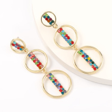 Shangjie OEM aretes colorful round alloy acrylic earrings jewelry dainty hoops earrings gold plated women earrings